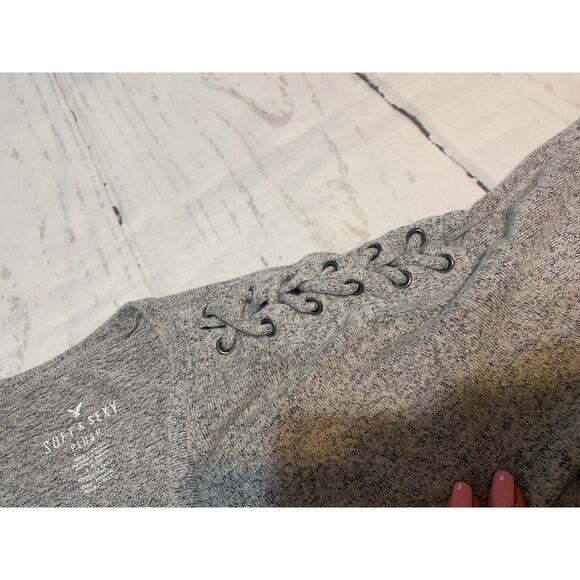 American Eagle Sweater Soft &‎ Sexy Plush Small Oversized Long Sleeve Gray - Picture 3 of 6